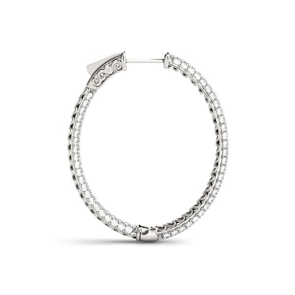 Double Sided Three Row Diamond Hoop Earrings in 14k White Gold (2 cttw)