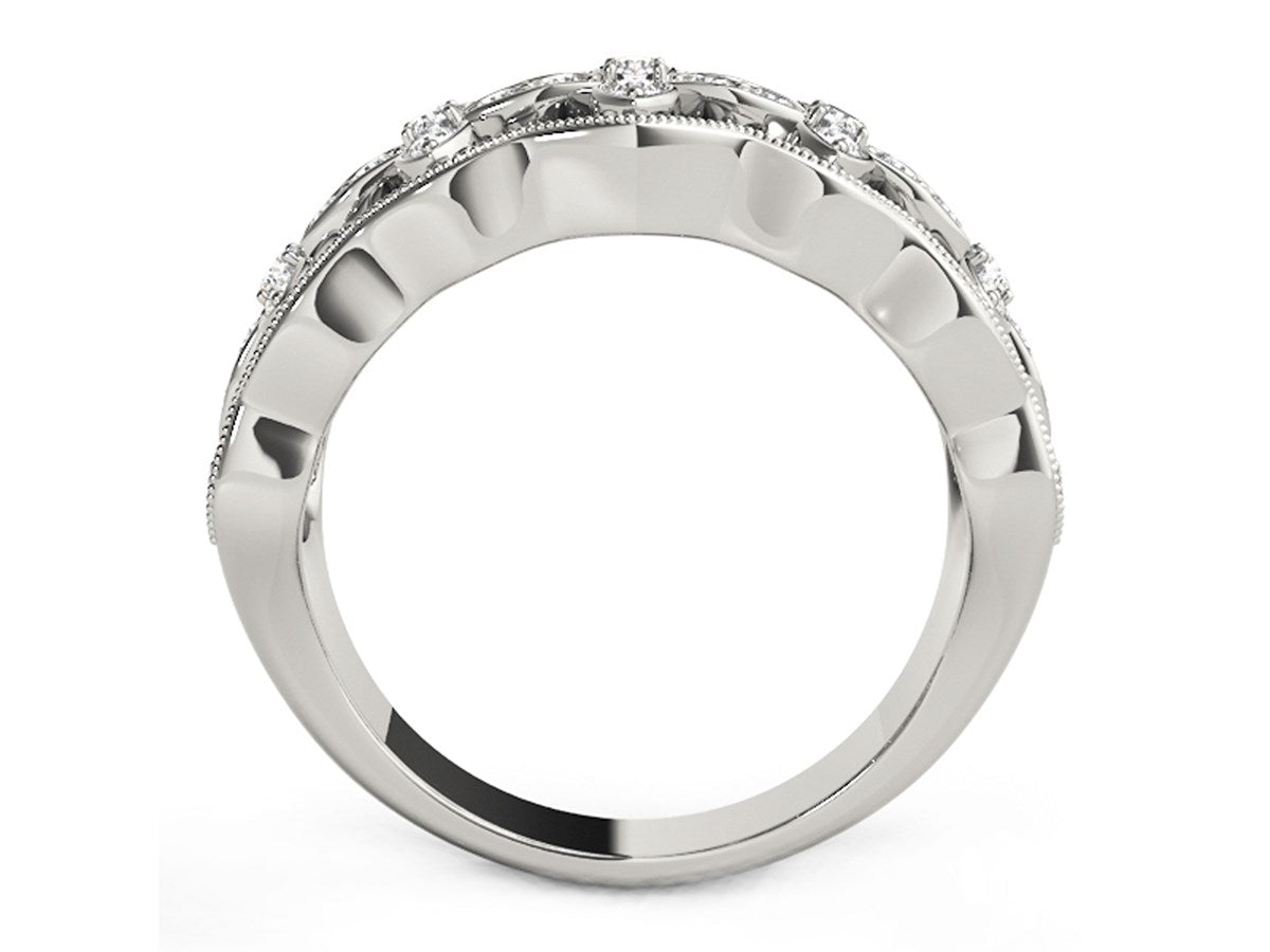 Diamond Studded Four Leaf Clover Motif Ring in 14k White Gold (1/4 cttw)
