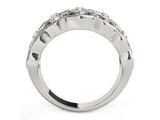 Diamond Studded Four Leaf Clover Motif Ring in 14k White Gold (1/4 cttw)