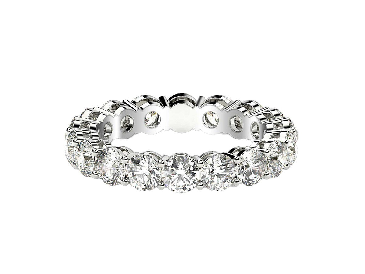 Round Cut Lab Grown Diamond Eternity Ring in 14k White Gold (2 cttw FG/VS2)