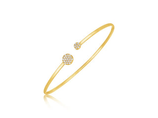 14k Yellow Gold High Polish Diamond Cluster Bangle (2.00 mm)