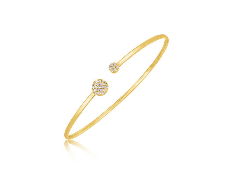 14k Yellow Gold High Polish Diamond Cluster Bangle (2.00 mm)