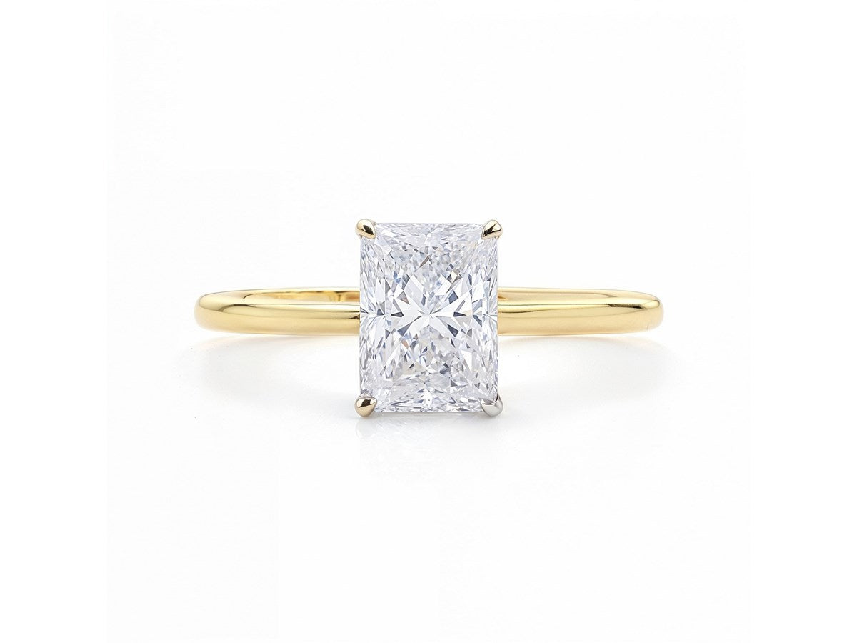 2 Carat Radiant Lab Grown IGI G/VS1 Diamond Solitaire Ring in 14K Yellow Gold