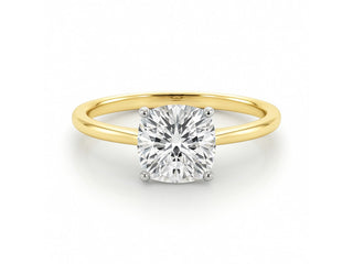 1 Carat Cushion Lab Grown IGI G/VS1 Diamond Solitaire Ring in 10K Yellow Gold