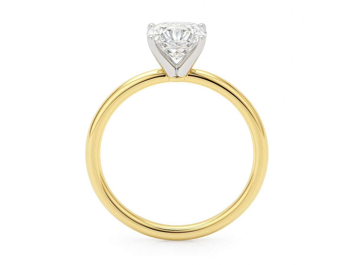 1 Carat Cushion Lab Grown IGI G/VS1 Diamond Solitaire Ring in 10K Yellow Gold