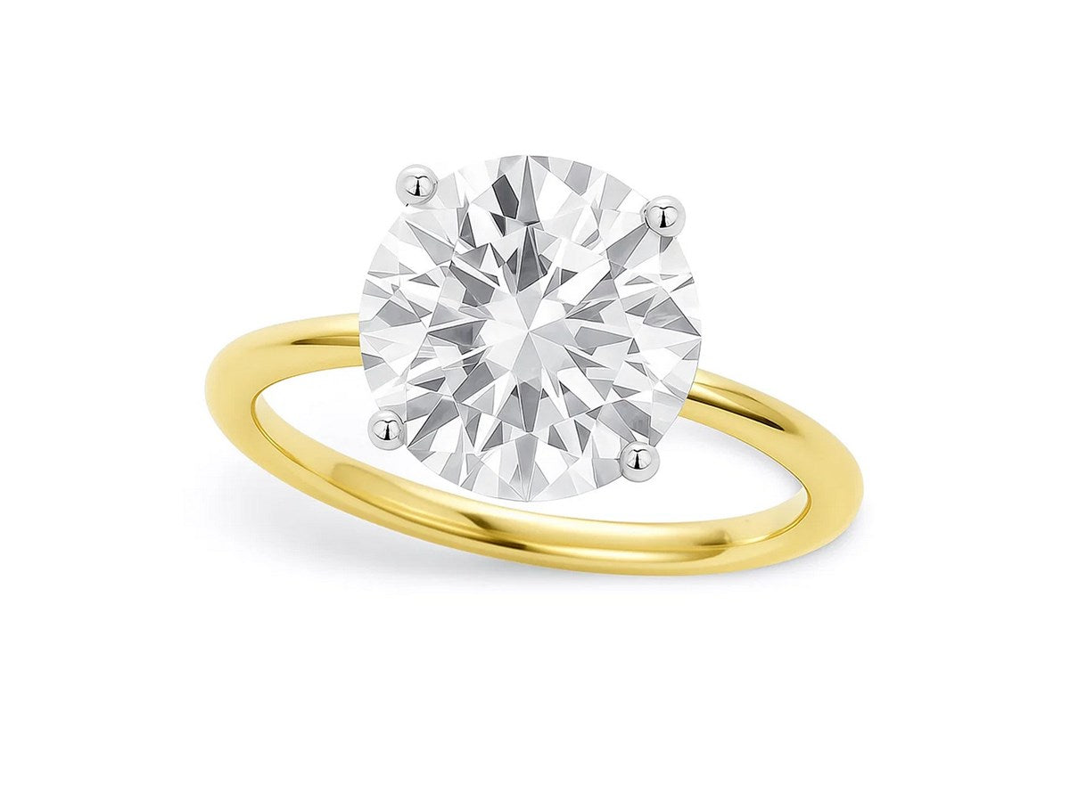 5 Carat Round Lab Grown IGI G/VS1 Diamond Solitaire Ring in 10K Yellow Gold