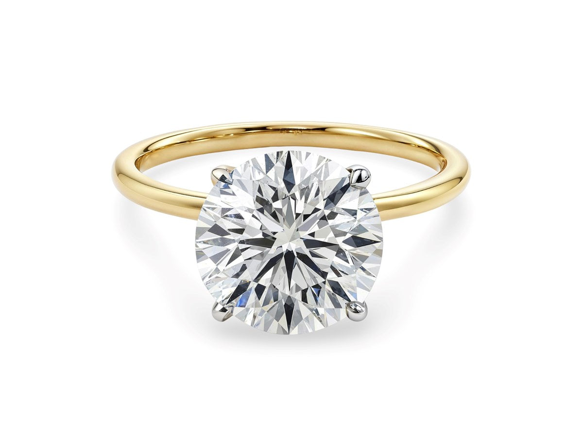 5 Carat Round Lab Grown IGI G/VS1 Diamond Solitaire Ring in 10K Yellow Gold