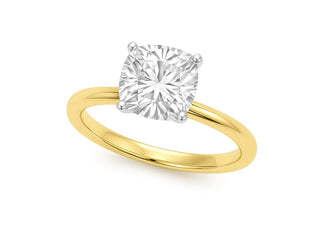2 Carat Cushion Lab Grown IGI G/VS1 Diamond Solitaire Ring in 14K Yellow Gold