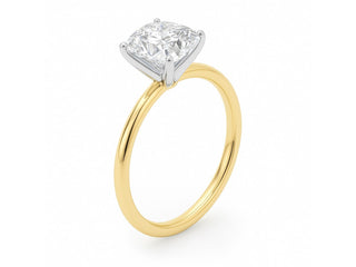 2 Carat Cushion Lab Grown IGI G/VS1 Diamond Solitaire Ring in 14K Yellow Gold