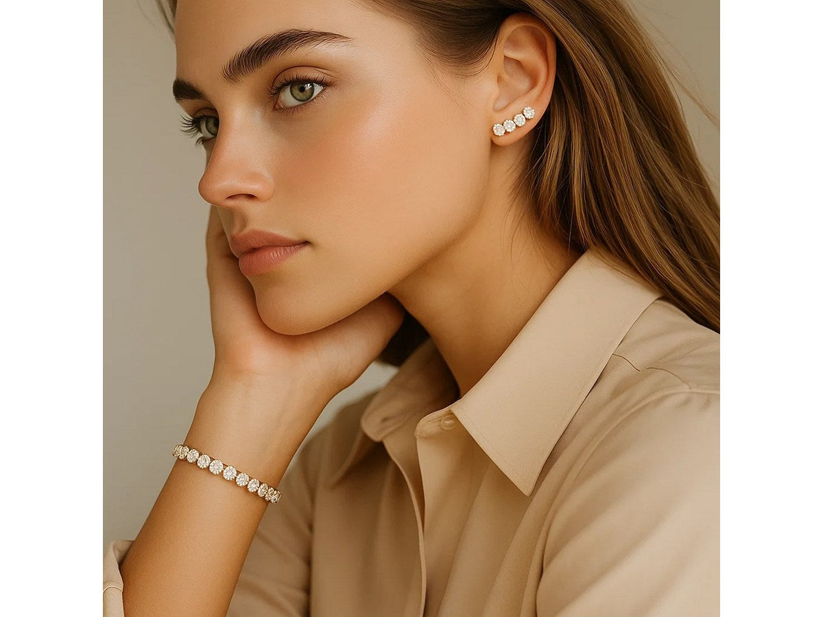 Lab Grown Round Diamond Tennis Bracelet in 14k Yellow Gold (7 cctw F/G  VS2/SI1)