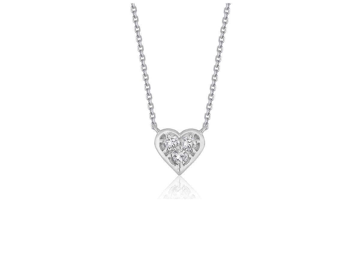Diamond Heart Design Pendant in 14k White Gold