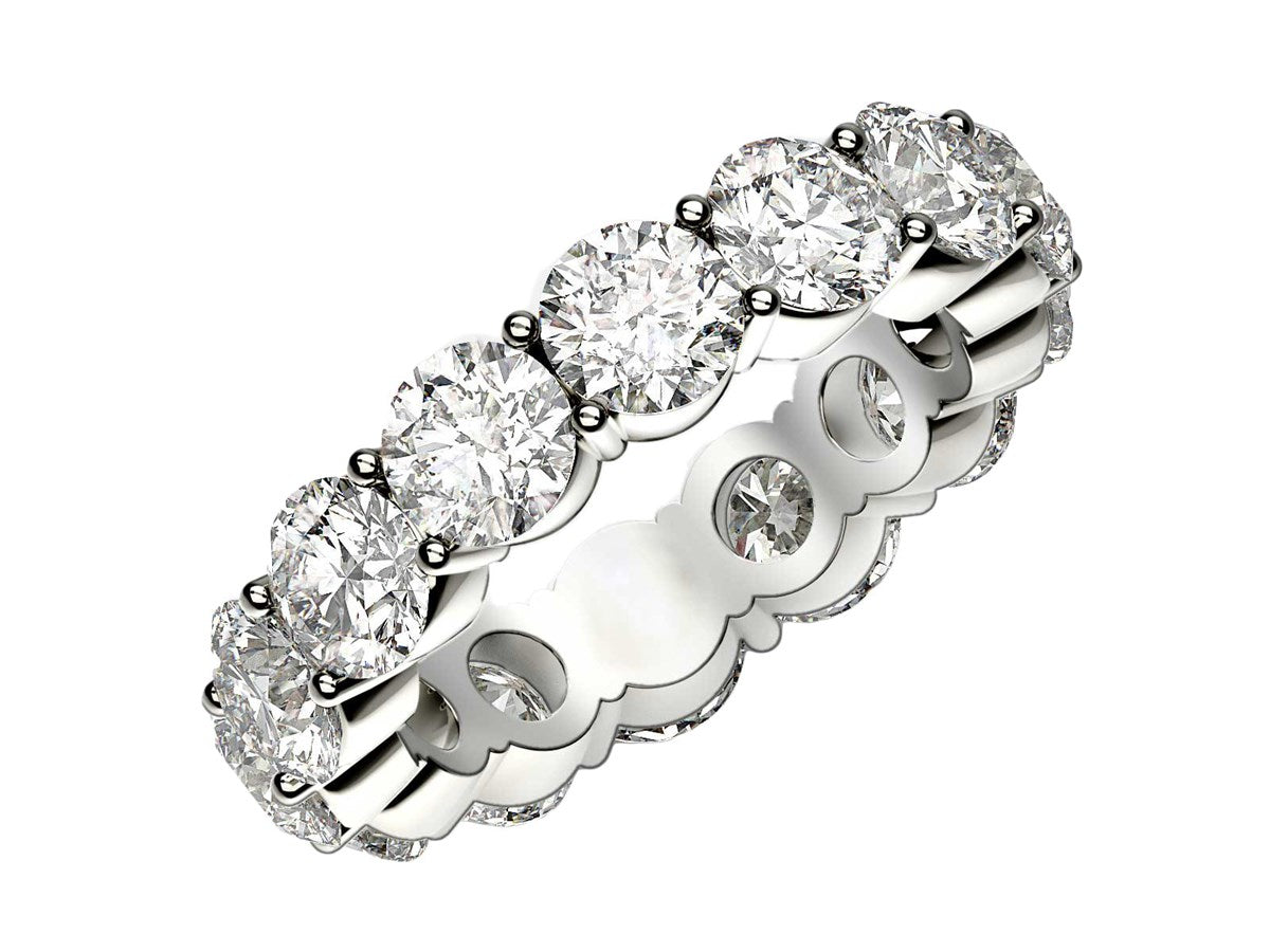 Round Cut Lab Grown Diamond Eternity Ring in 14k White Gold (6 cttw FG/VS2)