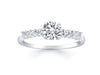 Shared Prong Accent Diamond Engagement Ring in 14k White Gold