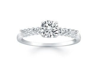 Shared Prong Accent Diamond Engagement Ring in 14k White Gold
