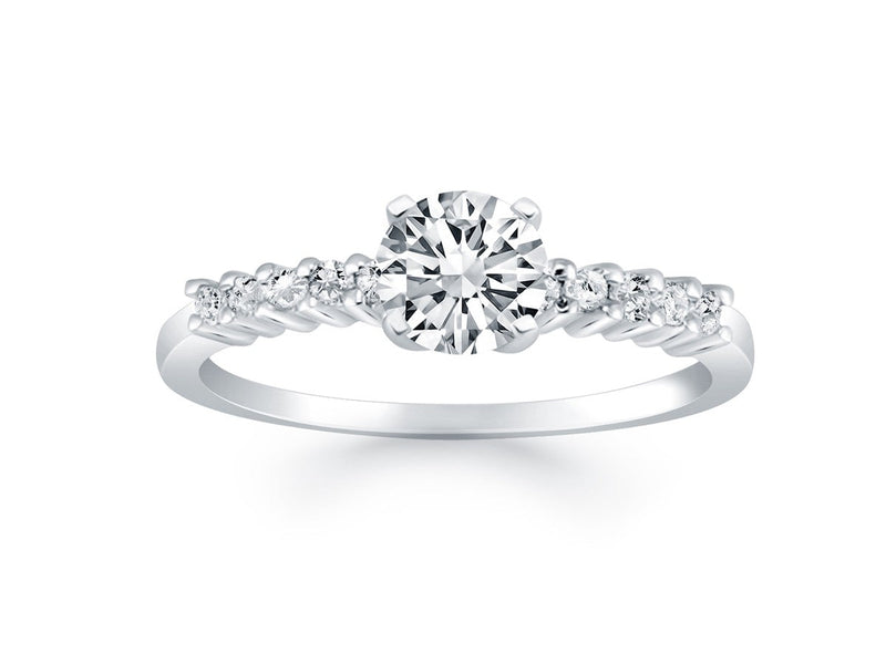 Shared Prong Accent Diamond Engagement Ring in 14k White Gold