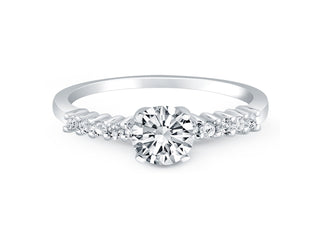 Shared Prong Accent Diamond Engagement Ring in 14k White Gold