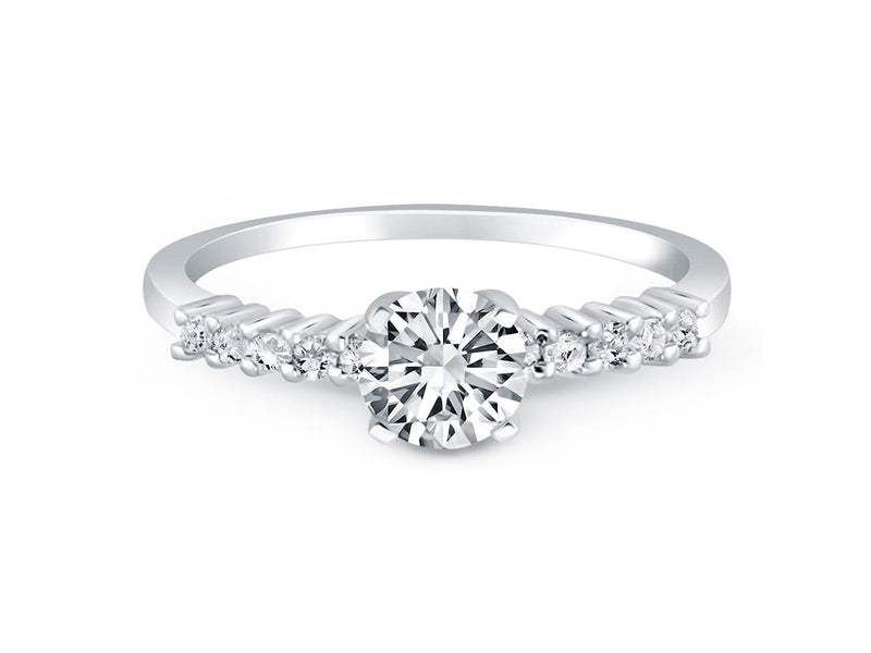 Shared Prong Accent Diamond Engagement Ring in 14k White Gold