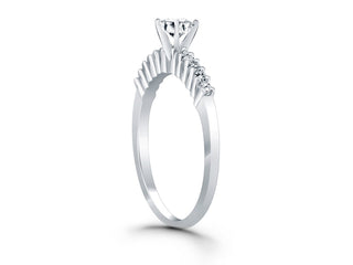 Shared Prong Accent Diamond Engagement Ring in 14k White Gold
