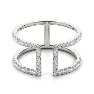 Dual Band Open Motif Diamond Studded Ring in 14k White Gold (1/2 cttw)