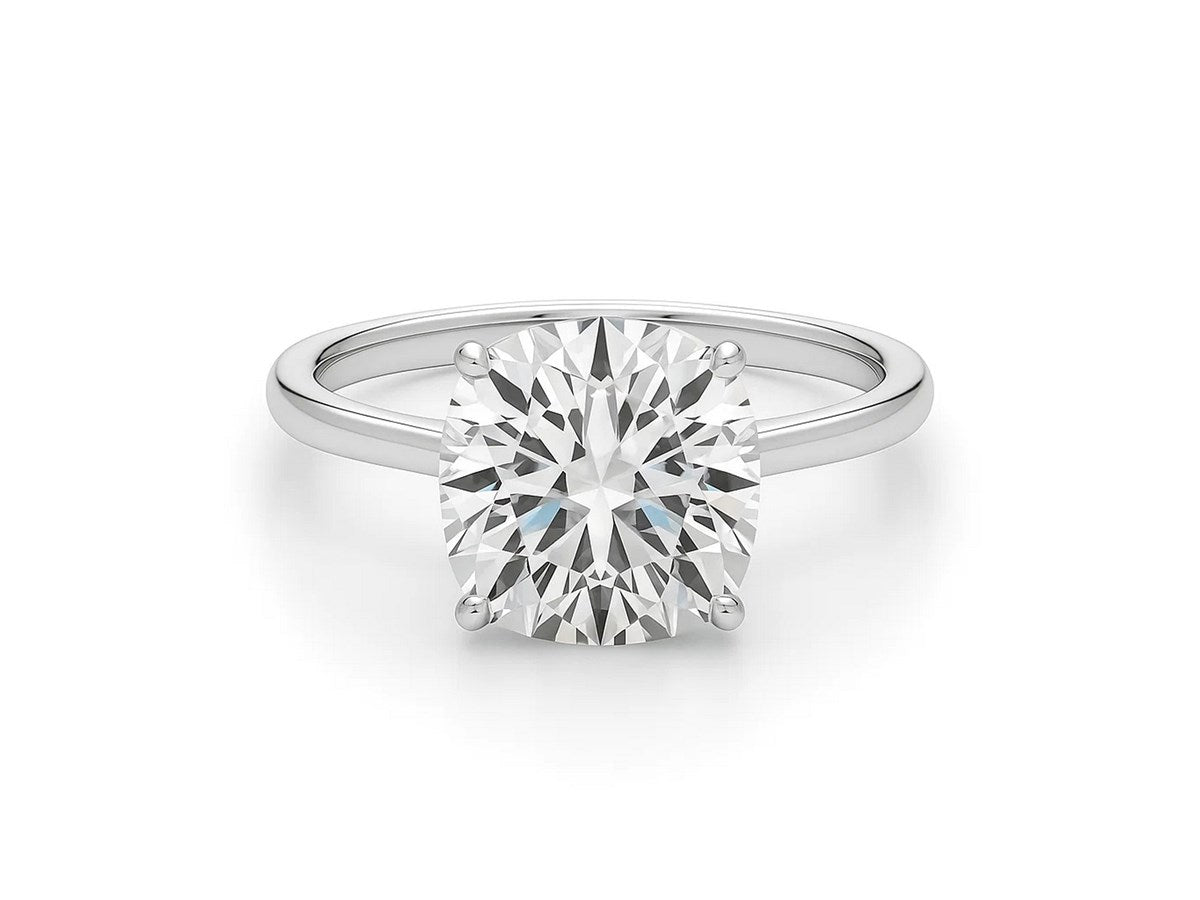 5 Carat Cushion Lab Grown IGI G/VS1 Diamond Solitaire Ring in 10K White Gold