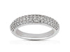 Triple Row Micro- Pave Diamond Wedding Ring Band in 14k White Gold