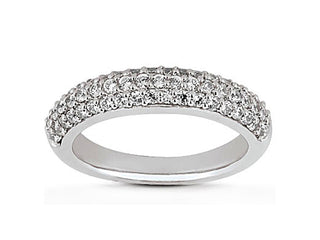 Triple Row Micro- Pave Diamond Wedding Ring Band in 14k White Gold