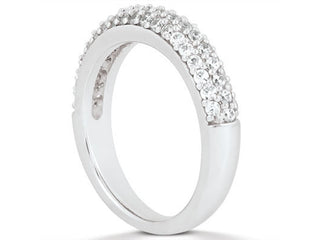 Triple Row Micro- Pave Diamond Wedding Ring Band in 14k White Gold