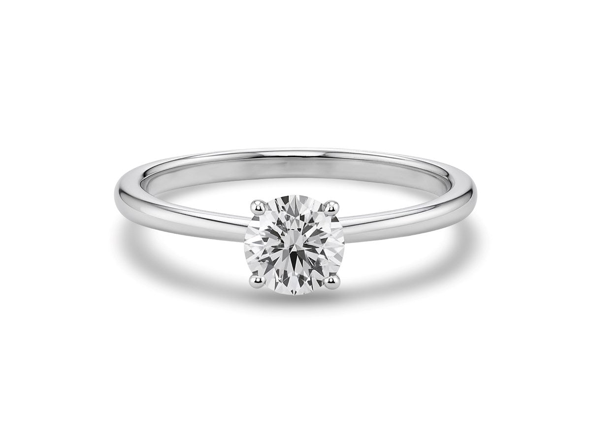 3/4 Carat Round Lab Grown IGI G/VS1 Diamond Solitaire Ring in 14K White Gold