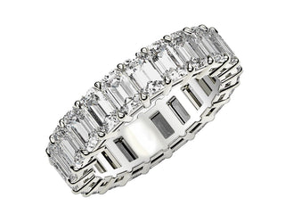 Emerald Cut Lab Grown Diamond Eternity Ring in 14k White Gold (6 cttw FG/VS2)