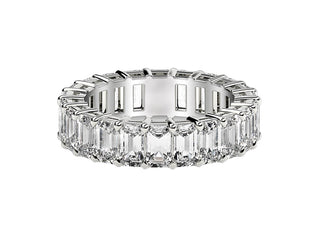 Emerald Cut Lab Grown Diamond Eternity Ring in 14k White Gold (6 cttw FG/VS2)