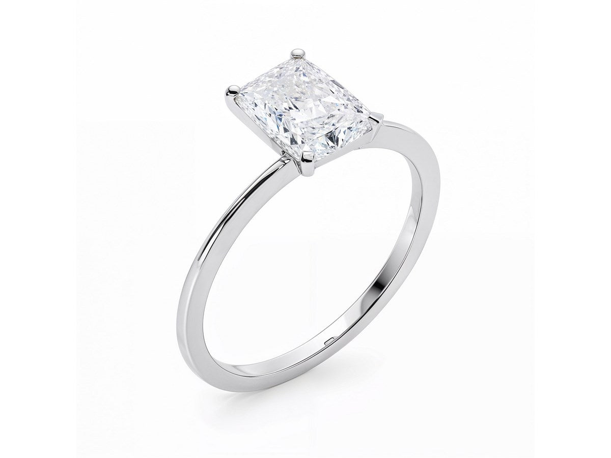 3 Carat Radiant Lab Grown IGI G/VS1 Diamond Solitaire Ring in 14K White Gold
