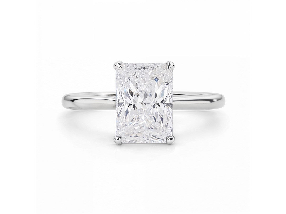3 Carat Radiant Lab Grown IGI G/VS1 Diamond Solitaire Ring in 14K White Gold