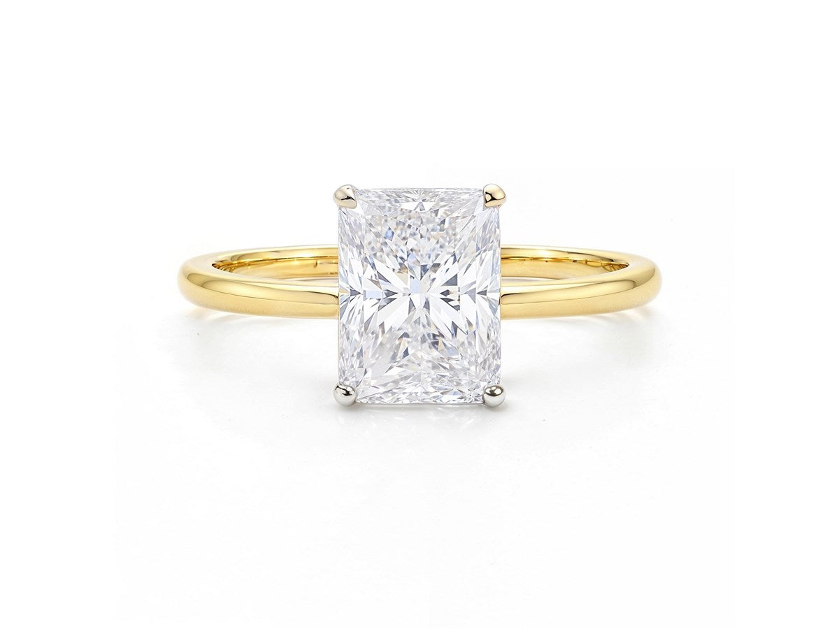 3 Carat Radiant Lab Grown IGI G/VS1 Diamond Solitaire Ring in 14K Yellow Gold