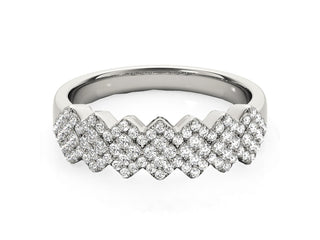 Diamond Studded Wide Multi-Diagonal Pattern Ring in 14k White Gold (5/8 cttw)