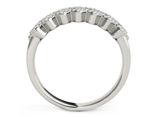 Diamond Studded Wide Multi-Diagonal Pattern Ring in 14k White Gold (5/8 cttw)