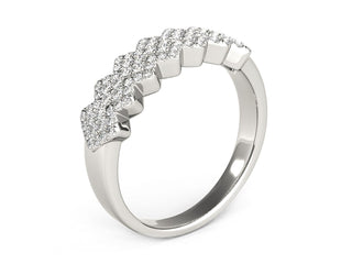 Diamond Studded Wide Multi-Diagonal Pattern Ring in 14k White Gold (5/8 cttw)
