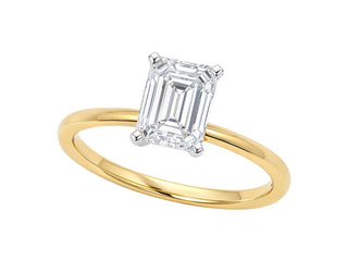 3 Carat Emerald Lab Grown IGI G/VS1 Diamond Solitaire Ring in 14K Yellow Gold