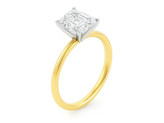 3 Carat Emerald Lab Grown IGI G/VS1 Diamond Solitaire Ring in 14K Yellow Gold
