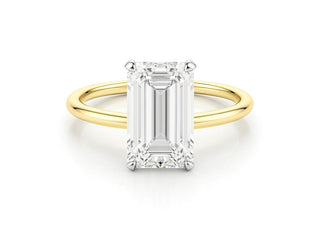 3 Carat Emerald Lab Grown IGI G/VS1 Diamond Solitaire Ring in 14K Yellow Gold