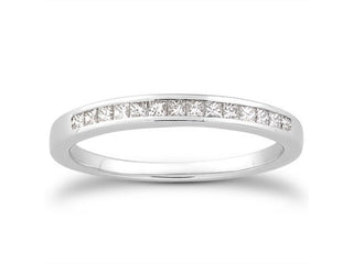Princess Channel Diamond Wedding Ring Band in 14k White Gold