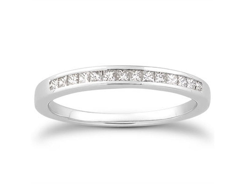 Princess Channel Diamond Wedding Ring Band in 14k White Gold
