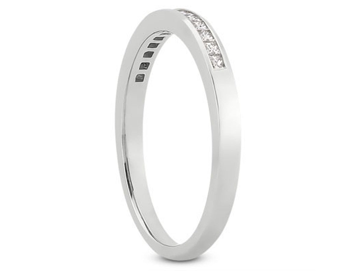 Princess Channel Diamond Wedding Ring Band in 14k White Gold
