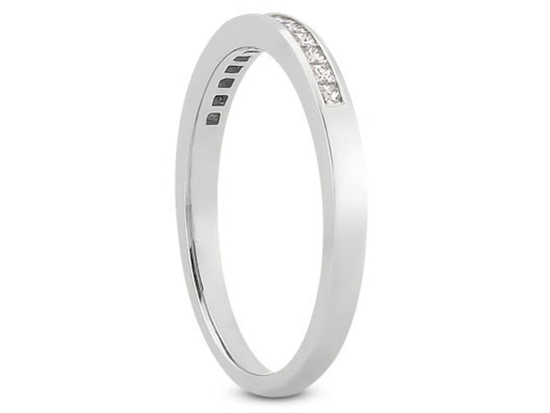 Princess Channel Diamond Wedding Ring Band in 14k White Gold