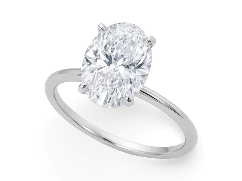5 Carat Oval Lab Grown IGI G/VS1 Diamond Solitaire Ring in 14K White Gold