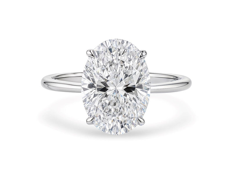 5 Carat Oval Lab Grown IGI G/VS1 Diamond Solitaire Ring in 14K White Gold